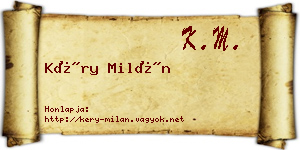Kéry Milán névjegykártya