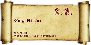 Kéry Milán névjegykártya